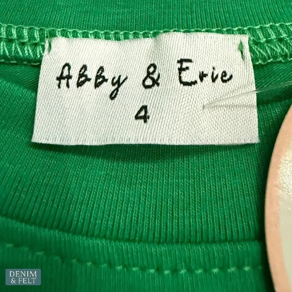 NEW Abby & Evie Gingerbread‎ 2 Piece Outfit Green Top Tan Check Pants Size 4